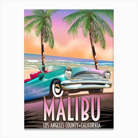 Malibu Los Angeles travel poster Canvas Print