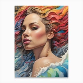 Woman With Colorful Hair 5 Canvas Print