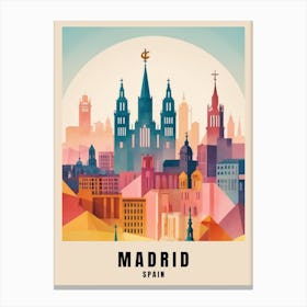 Madrid City Travel Poster Spain Low Poly (3) Canvas Print