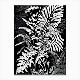 Interrupted Fern Wildflower Linocut 1 Canvas Print