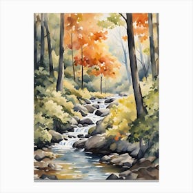 Watercolor Of A Stream 3 Canvas Print