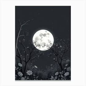 Full Moon In The Forest 8 Canvas Print