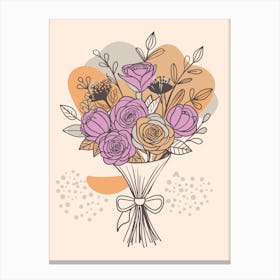 Bouquet Of Roses Minimalistic Style Canvas Print