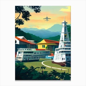 Port Of Cagayan De Oro Philippines Vintage Poster harbour Canvas Print