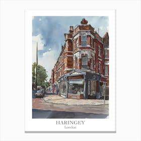 Haringey London Borough   Street Watercolour 1 Poster Canvas Print