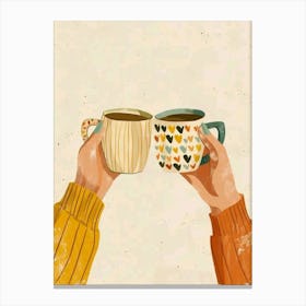 Illustration Of Hands Holding Coffee Cups Toile