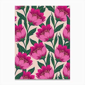 Pink Flowers Art Print Canvas Print