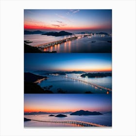 Time Lapse Photography Capturing The Transformation From Evening To Night Over The Seto Inland Sea 1 Canvas Print