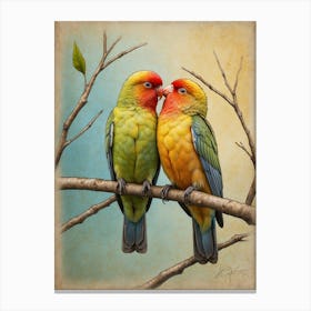 Lovebirds Kissing 1 Canvas Print