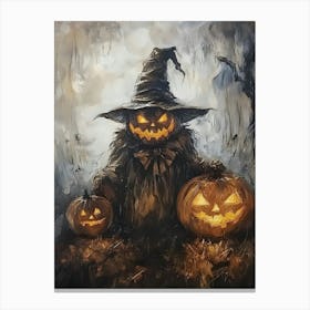 Witch With Pumpkins 2 Canvas Print