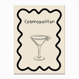 Cosmopolitan Doodle Poster B&W Canvas Print