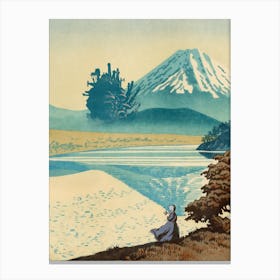 Blue Mount Fuji and Moving Castle - Ukiyo-e Canvas Print