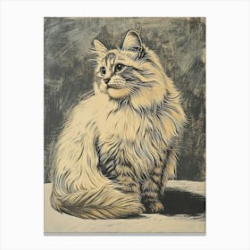 Himalayan Cat Relief Illustration 3 Canvas Print