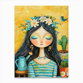 Cactus Girl 1 Canvas Print