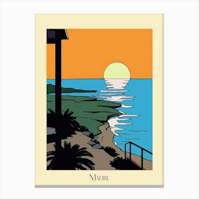 Poster Of Minimal Design Style Of Malibu California, Usa 4 Canvas Print