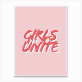 Girls Unite Pink And Red Canvas Print