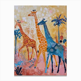 Geometric Abstract Giraffe Herd 5 Canvas Print