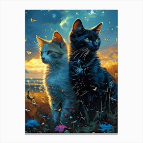 Two Cats In A Field Canvas Print