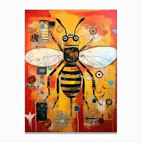 Urban Buzz Chronicles: Bee Robot Canvas Print