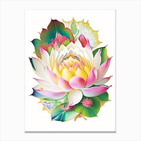 Sacred Lotus Decoupage 4 Canvas Print