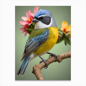 Bird Perched On Branch Canvas Print