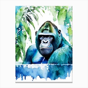 Gorilla In Bath Tub Gorillas Mosaic Watercolour 3 Canvas Print