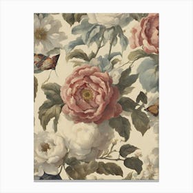 Roses And Butterflies Canvas Print