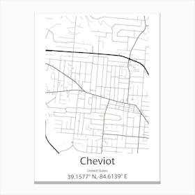 Cheviot,United States Minimalist Map 1 Canvas Print