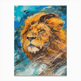 Southwest African Lion Facing A Storm Fauvist Painting 1 Canvas Print