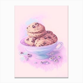 Chocolate Chip Cookies Dessert Gouache Flower Canvas Print