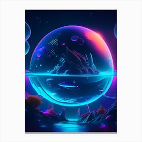 Pisces Planet Neon Nights Space Canvas Print