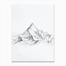 Kangchenjunga Nepalindia Line Drawing 2 Canvas Print
