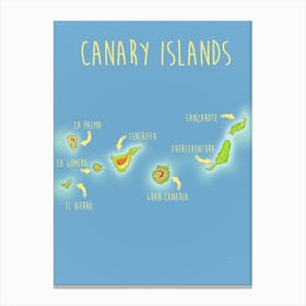 Canary Islands map Canvas Print