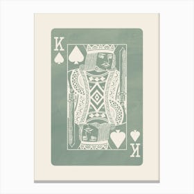 King Of Spades in Sage Green, College Art, Trendy Card Art, Preppy, y2k Canvas Print