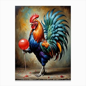 Rooster With Balloon Canvas Print