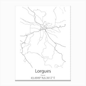 Lorgues,France Minimalist Map Canvas Print