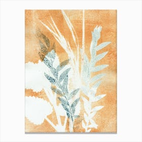 Orange Blue Leaves Canvas Print