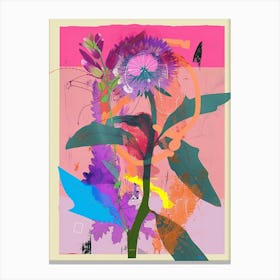 Scabiosa 2 Neon Flower Collage Canvas Print