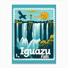 Nzme8932 Create A Minimalistic Postage Stamp Of Iguazu Falls Canvas Print