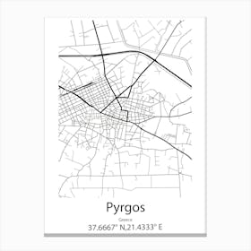 Pyrgos,Greece Minimalist Map Canvas Print