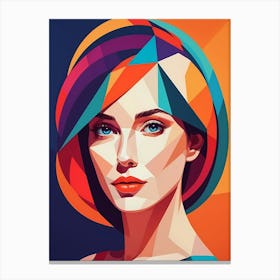 Colorful Geometric Woman Portrait Low Poly (13) Canvas Print