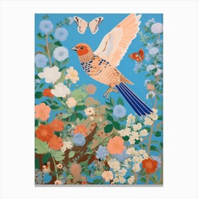 Maximalist Bird Painting Eastern Bluebird 3 Canvas Print