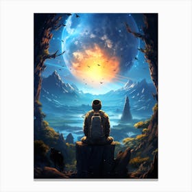 Man Looking At The Moon 1 Canvas Print