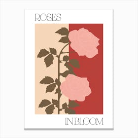 Roses In Bloom Flowers Bold Illustration 3 Canvas Print