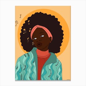 Black Girl With Afro singing song Canvas Print