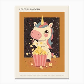 Unicorn Eating Popcorn Mustard Muted Pastels 3 Poster Canvas Print