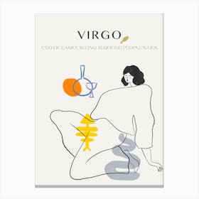 Virgo Zodiac Sign One Line Canvas Print