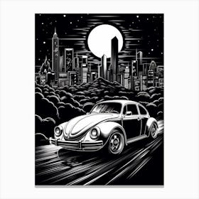 Volkswagen Beetle City Illustration 2 Canvas Print