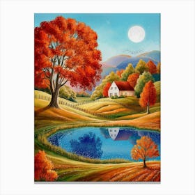 Autumn Landscape Painting Canvas Print