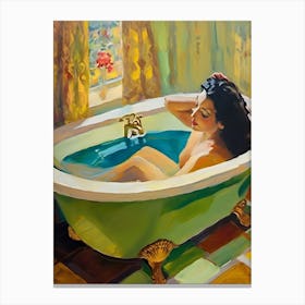 Nude Woman In A Bathtub 2 Canvas Print